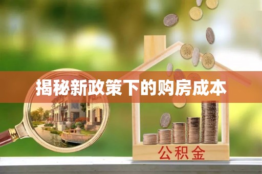 宁陕揭秘新政策下的购房成本